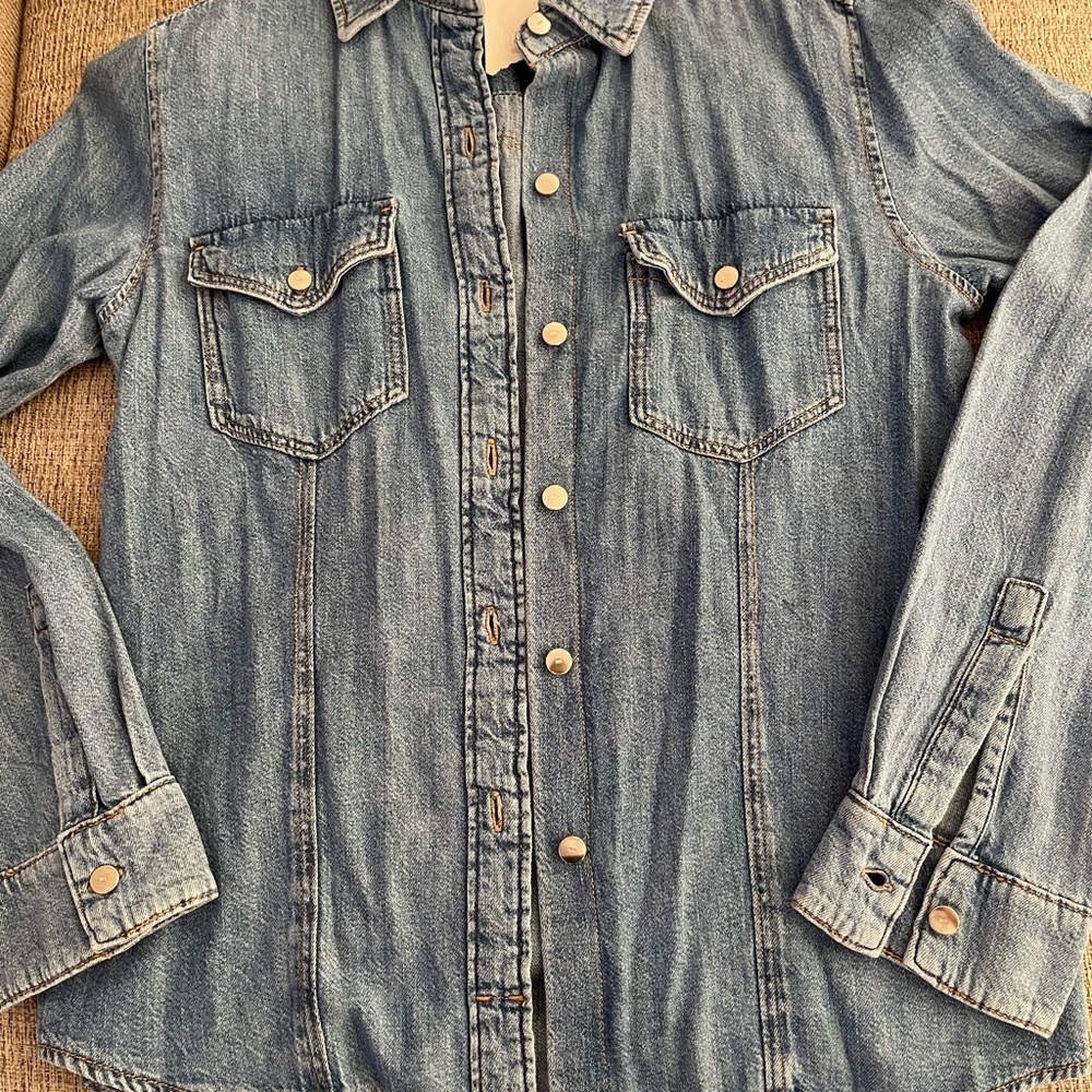 Zara Blue Denim Button Down Shirt